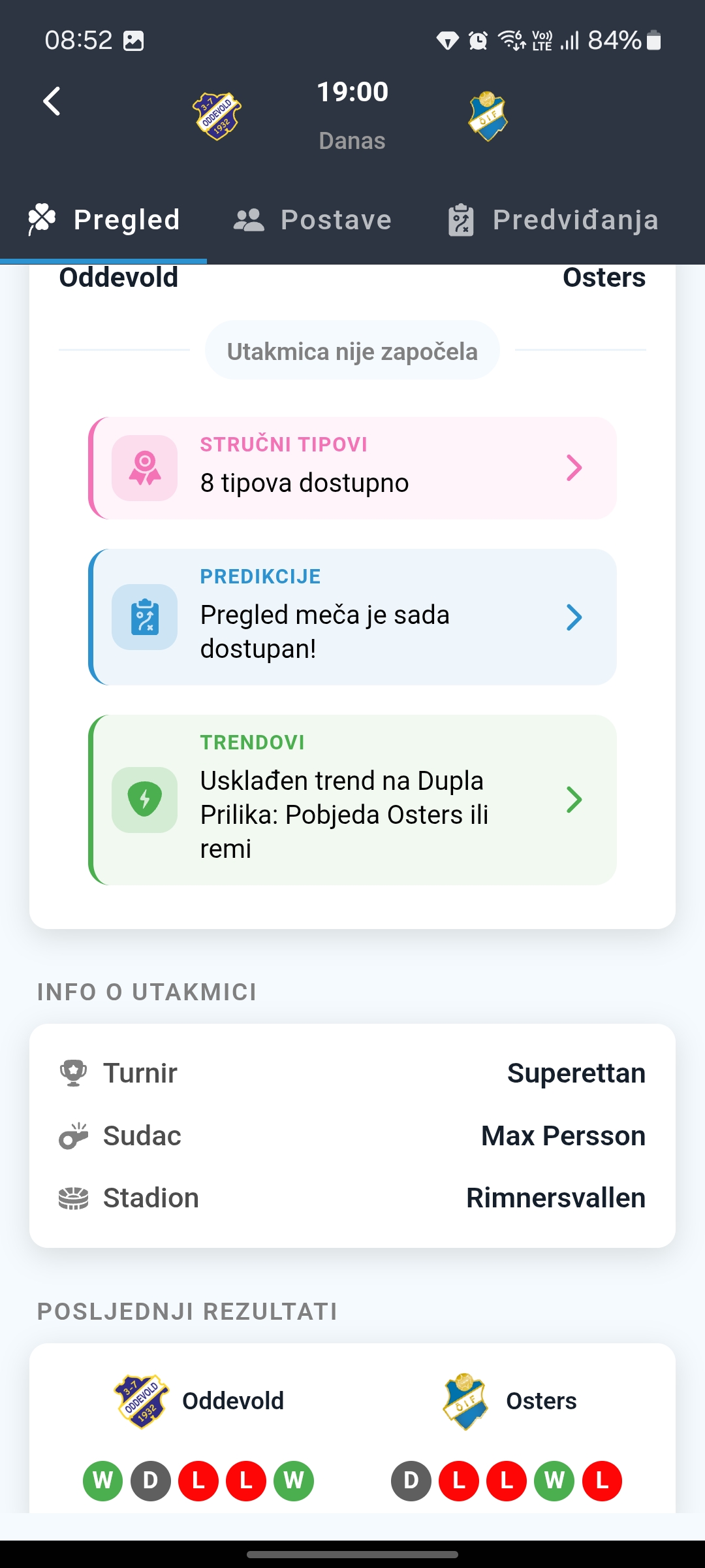 Detalji utakmice